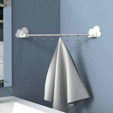 Sucker Hanger Hooks Wall Mounted Clothes Towel Spoon Shovel Hook with 6 Movable Hooks for Home Kitch