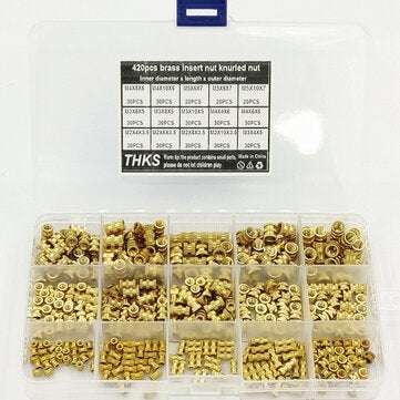 Suleve MXBN11 420Pcs M2 M3 M4 M5 Metric Female Thread Brass Knurled Nut Threaded Insert Embedment Nu