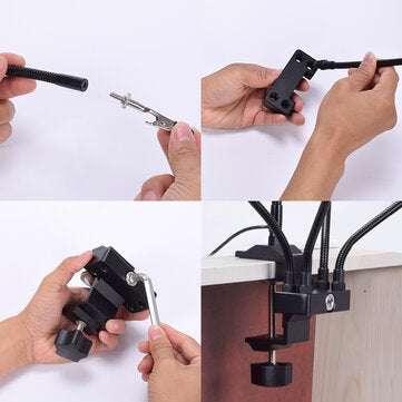 Table Clamp Soldering Stand USB 3X LED Illuminated Magnifier Bench Vise Soldering Holder Welding Thi