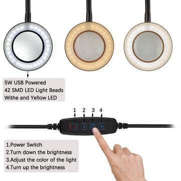 Table Clamp Soldering Stand USB 3X LED Illuminated Magnifier Bench Vise Soldering Holder Welding Thi