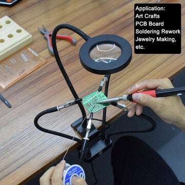 Table Clamp Soldering Stand USB 3X LED Illuminated Magnifier Bench Vise Soldering Holder Welding Thi
