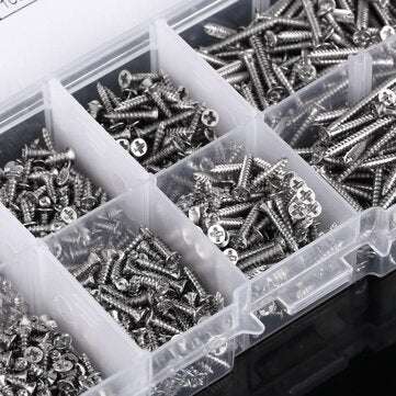 Suleve M2SP3 800Pcs M2 Stainless Steel Phillips Cross Flat Head Screws Self Tapping Screw Assortment