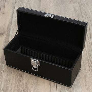 Storage Box Case Coin Holder Black PU Leather for Slab Certified Coin 20Pcs Capsules