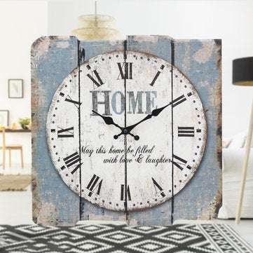 Stonebriar Square 15`` Wall Clock Rustic Farmhouse Worn Roman Numeral Vintage