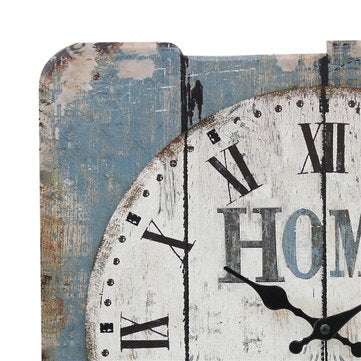 Stonebriar Square 15`` Wall Clock Rustic Farmhouse Worn Roman Numeral Vintage