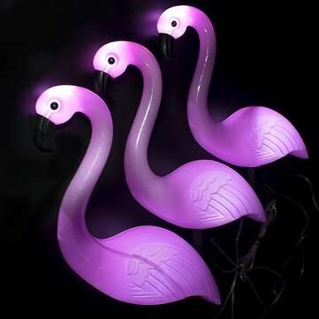 Solar Flamingo Stake Light Lantern Solar Powered Pathway Lights Outdoor Waterproof Garden Decorative