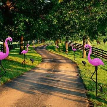 Solar Flamingo Stake Light Lantern Solar Powered Pathway Lights Outdoor Waterproof Garden Decorative