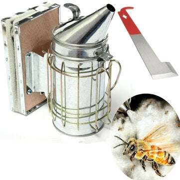 Stainless Steel Bee Hive Smoker Large Beekeeping Equipment With Hanging Hook