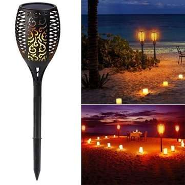 Solar 96 LED Flickering Flame Torche Light Waterproof Outdoor Landscape Decor for Garden Lawn