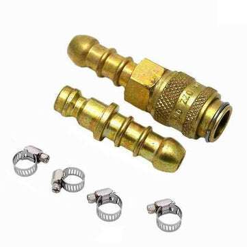 Quick Release Coupling Connector + 1 Extra Nozzle + 4 Clips Propane Butane Hose for 8mm Inner/Diamet