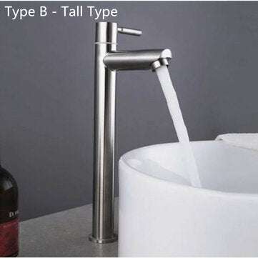 Stainless Steel Bathroom Basin Faucet Single Cold Sink Tap With Hoses Lead Free 181... (TYPE: TYPEB)