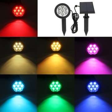 Solar 7 LED Color Changing Spot Light Wall Garden Outdoor Yard Landscape Lamp