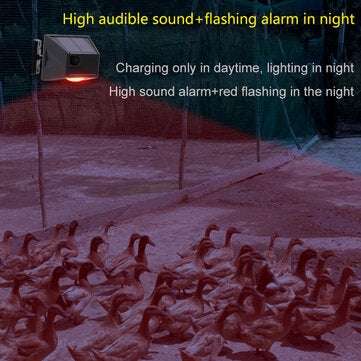 Solar Alarm Strobe Light Animal Repellent Flashing 8 LEDs Light Motion Sensor Security Alarm System