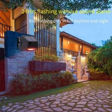 Solar Alarm Strobe Light Animal Repellent Flashing 8 LEDs Light Motion Sensor Security Alarm System