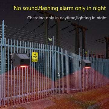 Solar Alarm Strobe Light Animal Repellent Flashing 8 LEDs Light Motion Sensor Security Alarm System