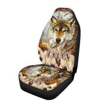 Universal 1Pcs Wolf Front Row Car Truck Seat Covers Set Protector Cushion (COLOR: YELLOW)