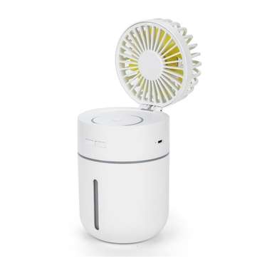 T9 Portable Creative Spray Humidifier Fan LED Light Fan 3 in 1 Handheld USB Mini ... (COLOR.: WHITE)