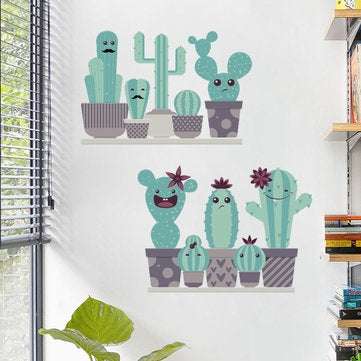 Miico FX82028 Cartoon Wall Sticker Cactus Printing Sticker Glass Door Wall Decoration Stickers DIY S