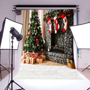 Photography Backdrop 1.5x2.1m Christmas Tree Red Socks Backdrop Vinyl Photography Photo Background F