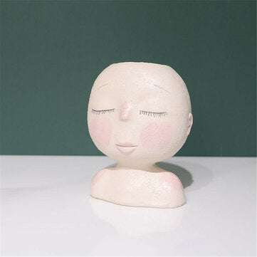 Nordic Doll Shaped Flower Pot Sculpture Flower Pot Art Vase Home Decor Succulents Head Shaped Vase O