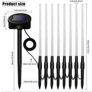 Solar Garden Lights Outdoor 8 Pcs LED Solar Tube Lights Acrylic Bubble Light Waterproof RGB Color Ch