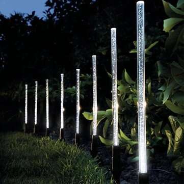 Solar Garden Lights Outdoor 8 Pcs LED Solar Tube Lights Acrylic Bubble Light Waterproof RGB Color Ch