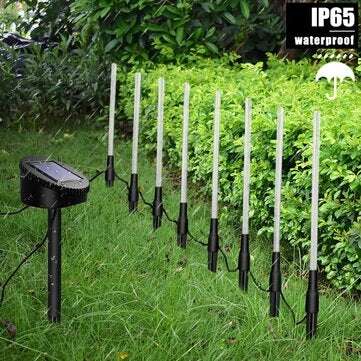 Solar Garden Lights Outdoor 8 Pcs LED Solar Tube Lights Acrylic Bubble Light Waterproof RGB Color Ch