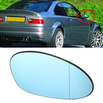 Right Side Wing Mirror Glass Heated Blue Tinted For BMW 3 Series E46 2001-2006 E80 E88 E90 E91 E92