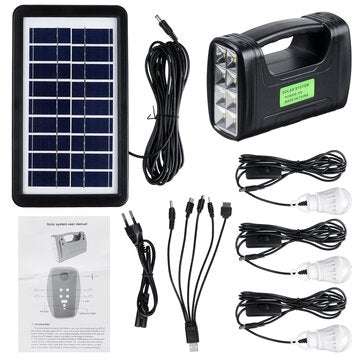 Portable Solar Generator System Emergency Light Outdoor Camping 3PCS Light Bulb