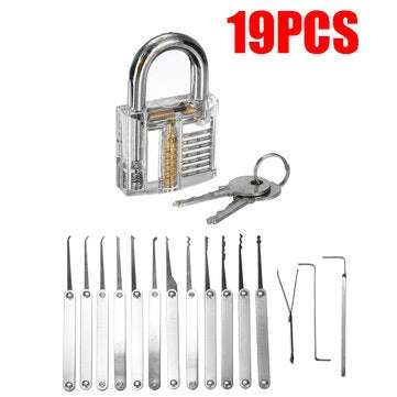 Unlocking Locksmith Practice Lock Pick Key Extractor Padlock Lockpick Tool Kits (STYLE: 19PCS)