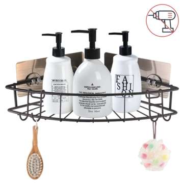 Stainless Steel Bathroom Kitchen Shower Shelf Storage Rack (COLOR.: BROWN)
