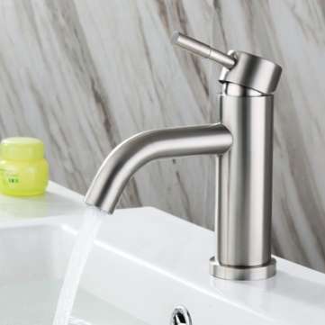 Stainless Steel Bathroom Basin Faucet Single Handle Single Hole Hot And Cold Mixer Taps With Hoses L