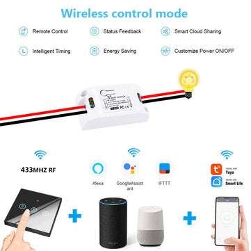 SMATRUL 10Pcs WIFI RF Controller Smart Life APP WiFi 433Mhz Timer Module for Switch Light