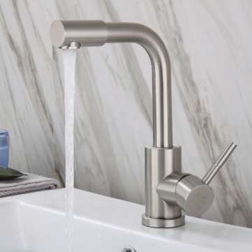 Stainless Steel Bathroom Basin Faucet 360 Rotate Single Handle Single Hole Lead Free Hot And Cold