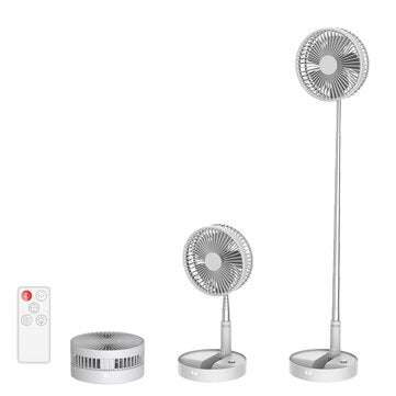 P10 Mini Foldable Stretchable Fan USB Rechargeable Portable Pedestal Fan with Remo... (COLOR: BLACK)