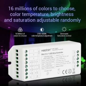 MiBOXER DL5 5 IN 1 LED Strip Controller Common Anode Compatible with remote control/DALI Bus Power S