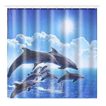 Shower Curtain Bath Pad Pedestal Rug Lid Toilet Cover Art Fashion Dolphin (TYPE2: TYPB)