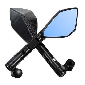 Pair 8mm/10mm Motorcycle Rearview Mirrors Triangle CNC Aluminum  (COLOR.: BLACK)