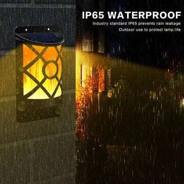 Outdoor Solar Garden Flame 96LED Light Flame Flickering Effect Outdoor Wall Lamp Waterproof