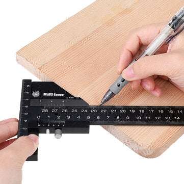Multifunction Woodworking Scriber Gauge Aluminum Steel Measuring Marking Framing Ruler Tool for Carp