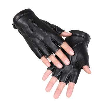 PU Motorcycle Half Finger Gloves Thicken Warm Winter Outdoor Hunting Fleece Leather (SIZE: L)