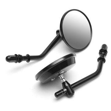Pair 3" Round Motorcycle Rear View Mirrors Aluminum Classic Retro For Davidson Ry... (COLOR.: BLACK)