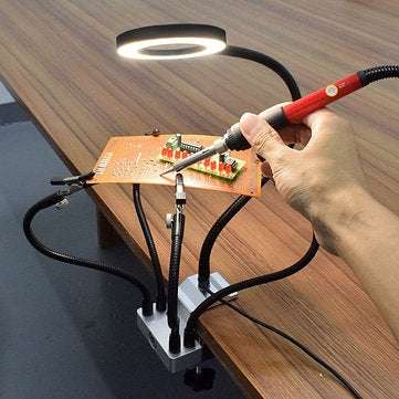 NEWACALOX USB LED 3X Magnifier PCB Fixture Bench Vise Table Clamp Soldering Helping Hand Soldering S