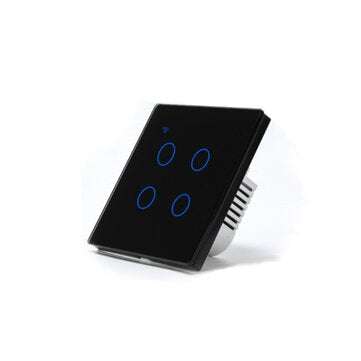 Somgoms SM-41W-EU Tuya WiFi Wireless 4Gang 2 Way Smart Wall Touch Switch AC 100V/2... (COLOR: BLACK)