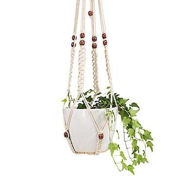 Macrame Flower Pot Planter Holder Basket Hanging Rope with Beads for Home Indoor Outdoor Decorations