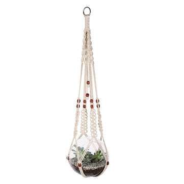 Macrame Flower Pot Planter Holder Basket Hanging Rope with Beads for Home Indoor Outdoor Decorations