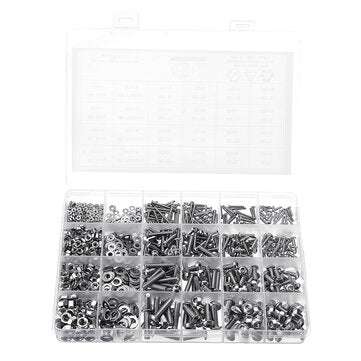 Suleve MXSH9 1220Pcs Stainless Steel Hex Socket Pan Head Screws Bolt Nuts Washers Assortment Kit M2