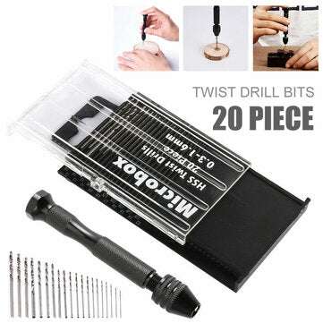 Mini Tiny Microo HSS TwIist Drill Bits Set 0.3-1.6mm Hand DIY Model Craft Tool Kit