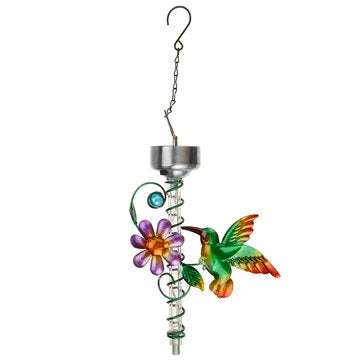 Solar Powered Water Light Bird Feeder Art Hanging Bird Bath Outdoor Solar Glass Bowl Feeder for Gard