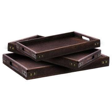 Rectangular Dinner Dessert Suppliers Solid Wood Tableware Retro for Breakfast Storage T... (SIZE: L)